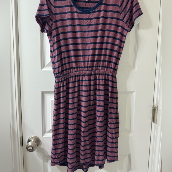 Olive & Oak Navy and Purple Striped Dress - Picture 2 of 5